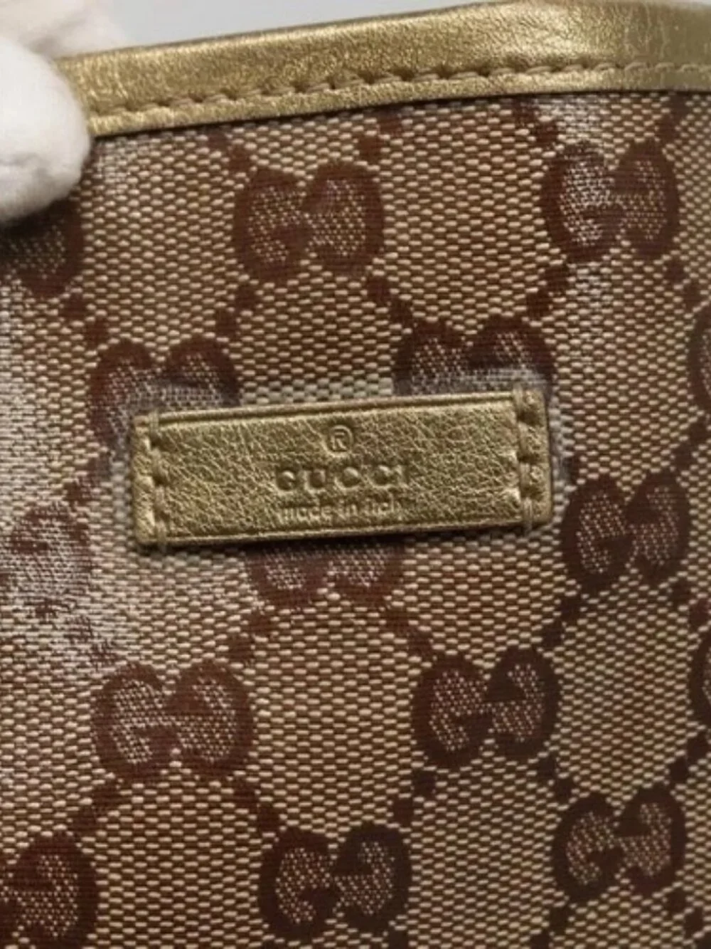 GUCCI GG Crystal Tote Bag Coated Canvas Beige Gold 197953 Auth ep9440